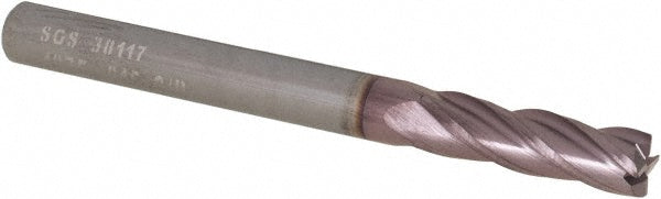3/16" 4-Flute Solid Carbide Corner Radius End Mill, TiCN - SGS 38117