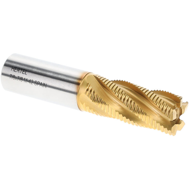 0.8750" 5-Flute Cobalt Single End Mill, TiN - Hertel 84213966