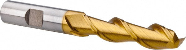 1/2" 2-Flute High Speed Steel Square End Mill, TiN - Hertel GH071032