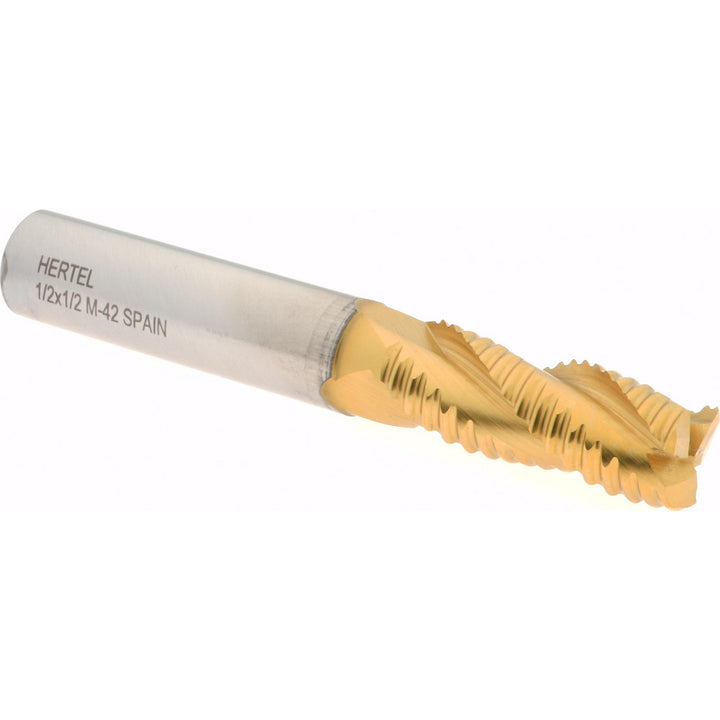 0.5000" 3-Flute Cobalt Single End Mill, TiN - Hertel 84511757