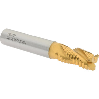 0.5000" 3-Flute Cobalt Single End Mill, TiN - Hertel 84511773