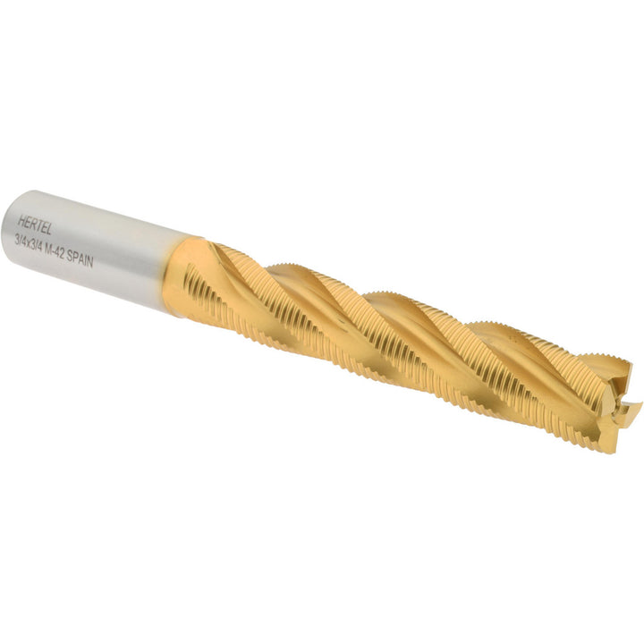 0.7500" 4-Flute Cobalt Single End Mill, TiN - Hertel 84512110