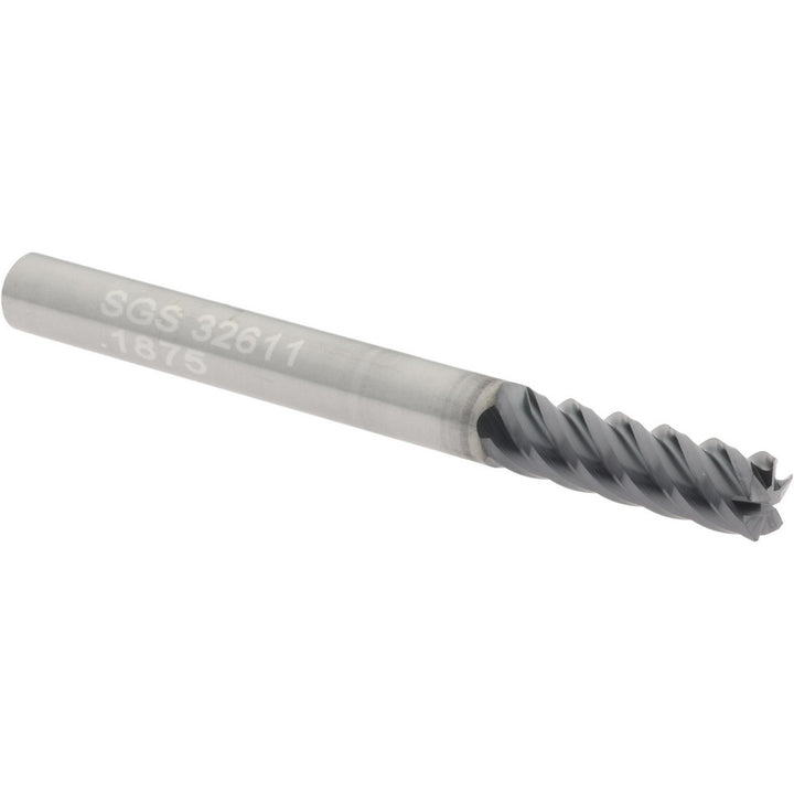 3/16" 5-Flute Solid Carbide Corner Radius End Mill, AlTiN - SGS 32611