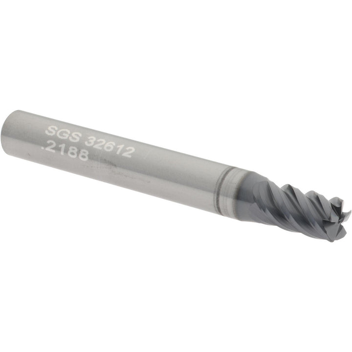 0.2188" 5-Flute Solid Carbide Corner Radius End Mill, AlTiN - SGS 32612