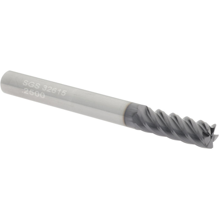 1/4" 5-Flute Solid Carbide Corner Radius End Mill, AlTiN - SGS 32615