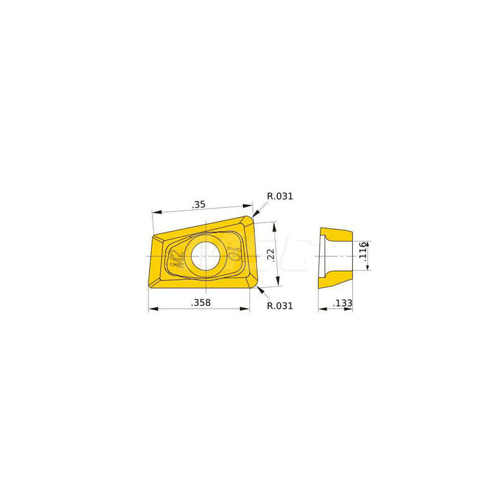 QOMT0934R-M2 Solid Carbide Insert, Grade VP15TF, AlTiN - Mitsubishi 189958