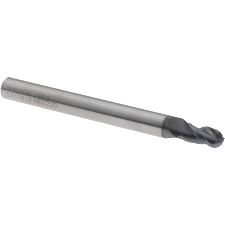 5/32" 3-Flute Solid Carbide Ball End Mill, AlTiN - Seco 17003782