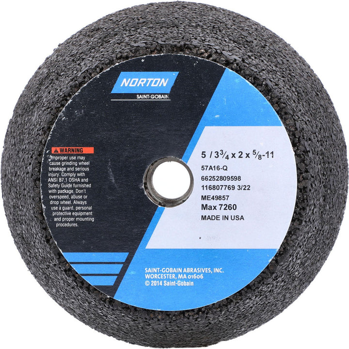 5 x 1" 16-Grit Aluminum Oxide Grinding & Cutoff Wheel - Norton 66252809598