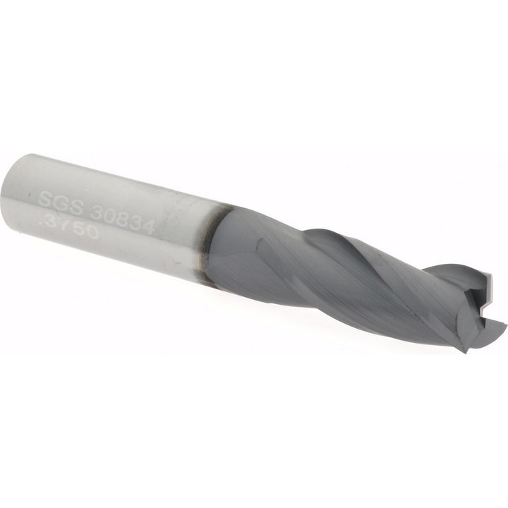 3/8" 3-Flute Solid Carbide Square End Mill, AlTiN - SGS 30834