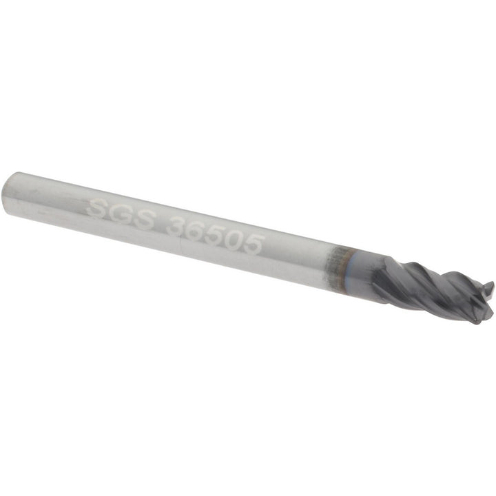 1/8" 4-Flute Solid Carbide Corner Radius End Mill, TX - SGS 36505