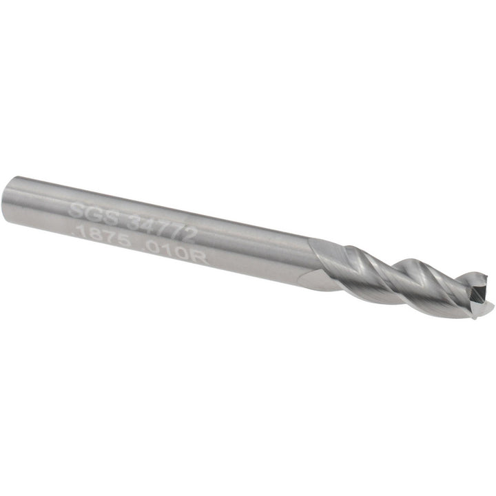 3/16" 3-Flute Solid Carbide Corner Radius End Mill - SGS 34772