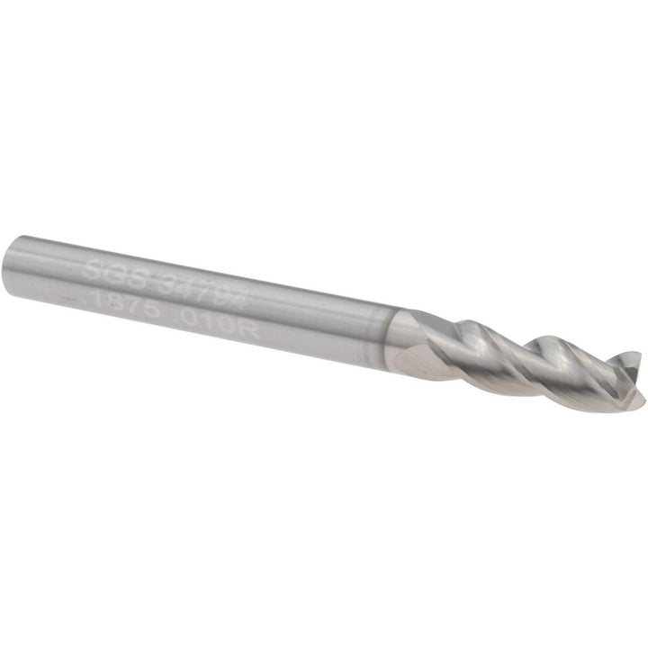 3/16" 3-Flute Solid Carbide Corner Radius End Mill, TIB2 - SGS 34794