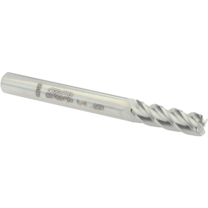 1/4" 4-Flute Solid Carbide Corner Radius End Mill - Accupro 12182455