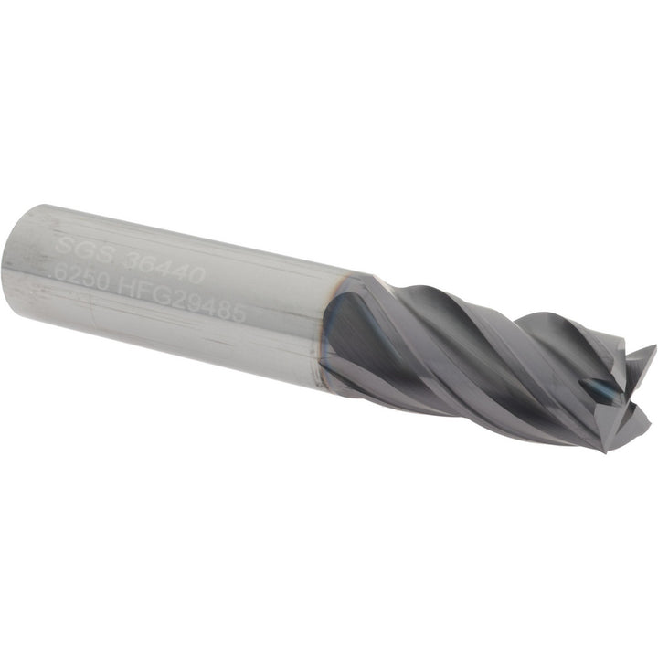 5/8" 4-Flute Solid Carbide Square End Mill, AlTiN - SGS 36440