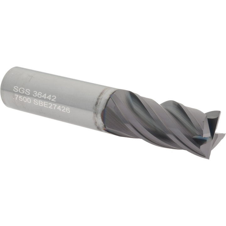 3/4" 4-Flute Solid Carbide Square End Mill, AlTiN - SGS 36442