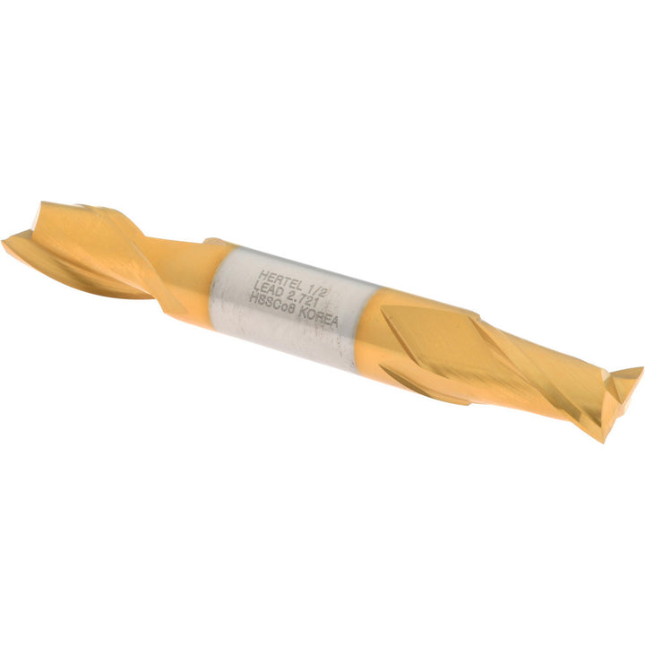 1/2" 2-Flute Cobalt Square End Mill, TiN - Hertel E4050032