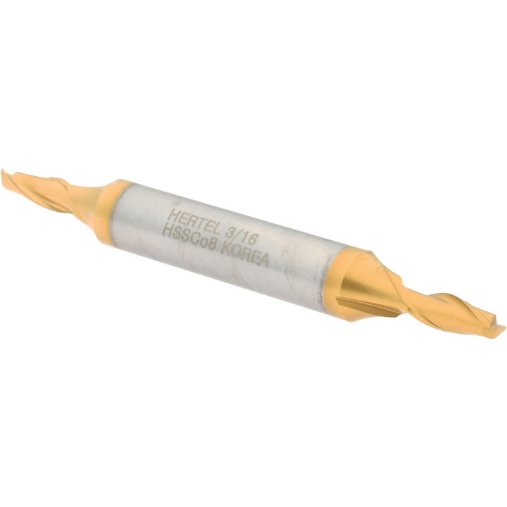 3/16" 2-Flute Cobalt Square End Mill, TiN - Hertel E4050012