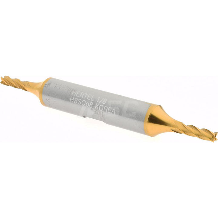 1/8" 4-Flute Cobalt Square End Mill, TiN - Hertel E4053008