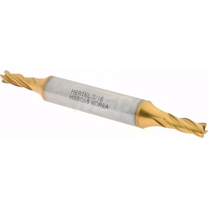 3/16" 4-Flute Cobalt Square End Mill, TiN - Hertel E4053012