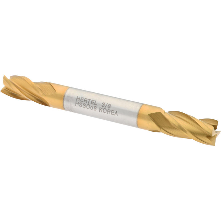 3/8" 4-Flute Cobalt Square End Mill, TiN - Hertel E4053024