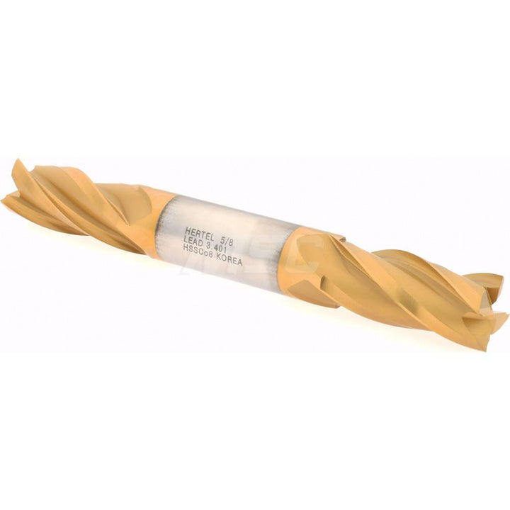 5/8" 4-Flute Cobalt Square End Mill, TiN - Hertel E4053040