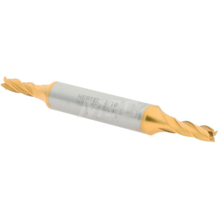 3/16" 4-Flute High Speed Steel Square End Mill, TiN - Hertel E8053012