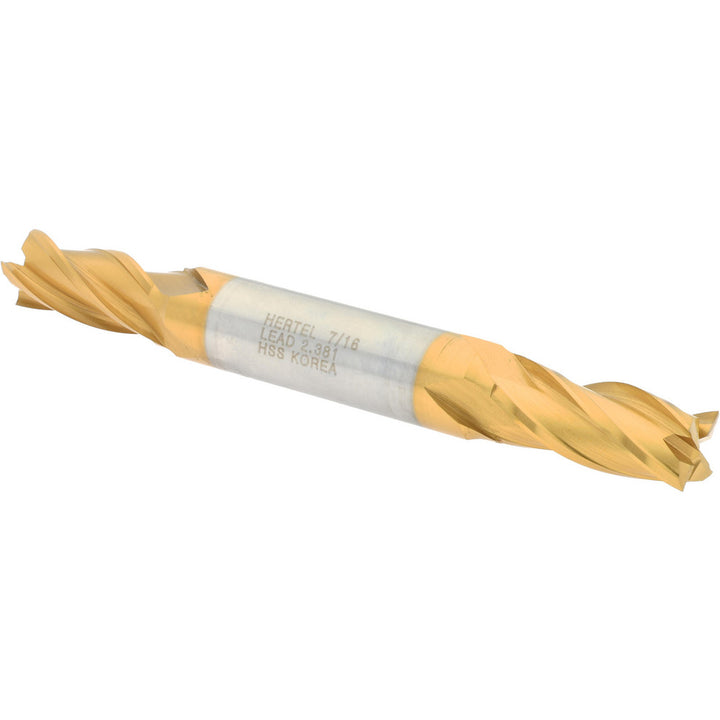 7/16" 4-Flute High Speed Steel Square End Mill, TiN - Hertel E8053028