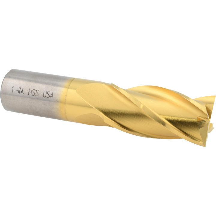 1" 4-Flute High Speed Steel Square End Mill, TiN - Cleveland C33229