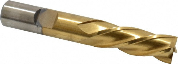 1/2" 4-Flute High Speed Steel Square End Mill, TiN - Cleveland C33615