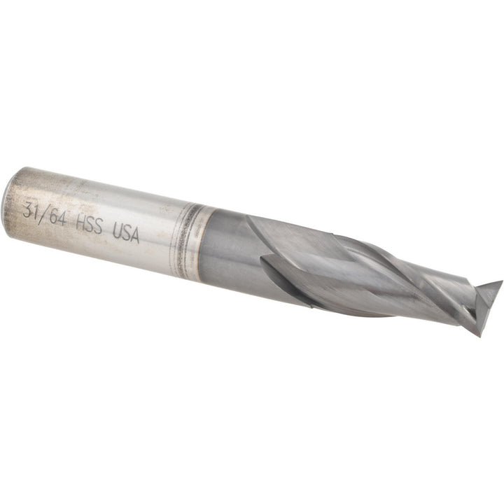 31/64" 2-Flute High Speed Steel Square End Mill, TiCN - Cleveland C33825