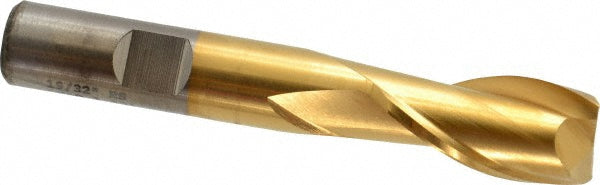 19/32" 2-Flute High Speed Steel Square End Mill, TiN - Cleveland C33778