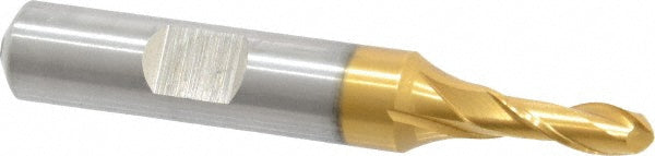 3/16" 2-Flute High Speed Steel Ball End Mill, TiN - Cleveland C39011