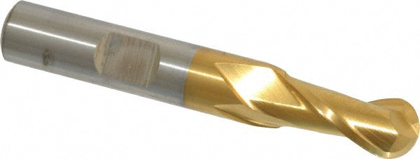 3/8" 2-Flute High Speed Steel Ball End Mill, TiN - Cleveland C39014