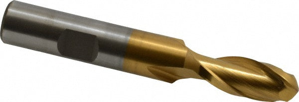 7/16" 2-Flute High Speed Steel Ball End Mill, TiN - Cleveland C39015