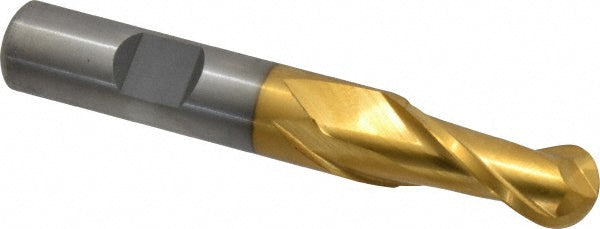 1/2" 2-Flute High Speed Steel Ball End Mill, TiN - Cleveland C39016
