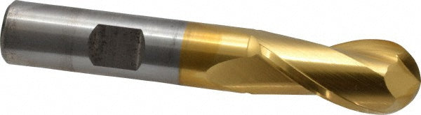 9/16" 2-Flute High Speed Steel Ball End Mill, TiN - Cleveland C39017