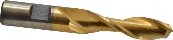 9/16" 2-Flute High Speed Steel Square End Mill, TiN - Cleveland C39090