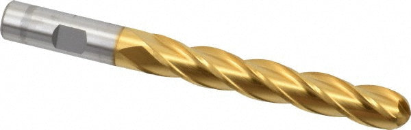 1/2" 4-Flute High Speed Steel Ball End Mill, TiN - Cleveland C33356