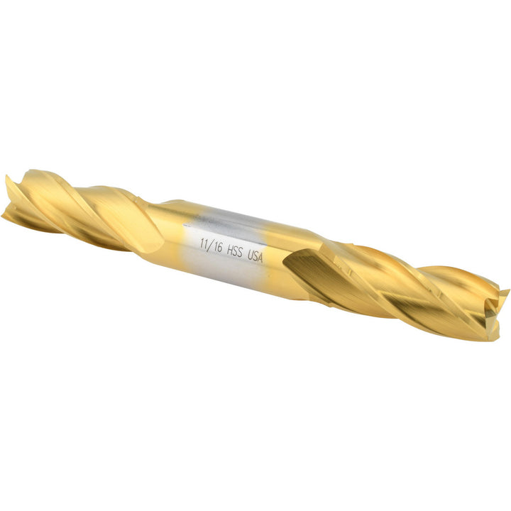 11/16" 4-Flute High Speed Steel Square End Mill, TiN - Cleveland C33089