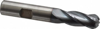 1/2" 4-Flute High Speed Steel Ball End Mill, TiCN - Cleveland C33316