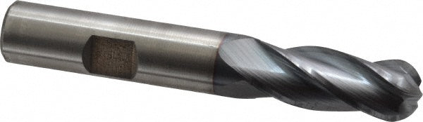 1/2" 4-Flute High Speed Steel Ball End Mill, TiCN - Cleveland C33316