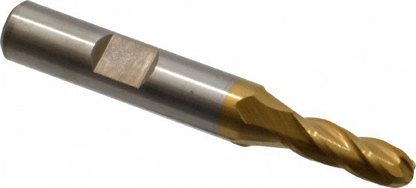 1/4" 4-Flute High Speed Steel Ball End Mill, TiN - Cleveland C33303
