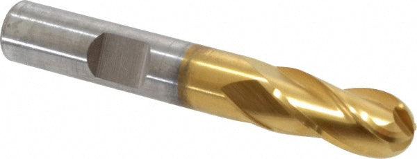 3/8" 4-Flute High Speed Steel Ball End Mill, TiN - Cleveland C33305