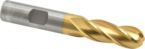 1/2" 4-Flute High Speed Steel Ball End Mill, TiN - Cleveland C33306
