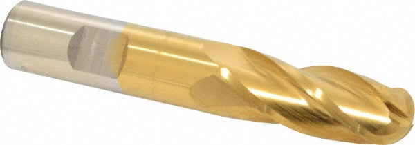 5/8" 4-Flute High Speed Steel Ball End Mill, TiN - Cleveland C33307