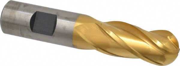 3/4" 4-Flute High Speed Steel Ball End Mill, TiN - Cleveland C33308