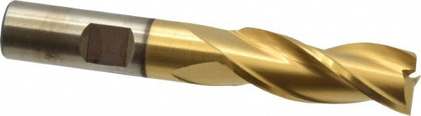 9/16" 3-Flute High Speed Steel Square End Mill, TiN - Cleveland C39683