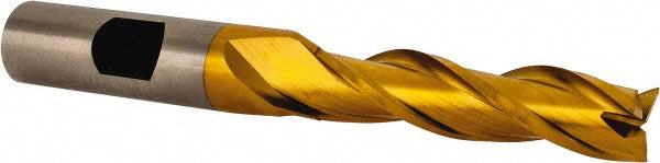 7/16" 3-Flute High Speed Steel Square End Mill, TiN - Cleveland C39761