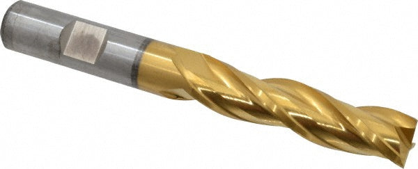 1/2" 3-Flute High Speed Steel Square End Mill, TiN - Cleveland C39763