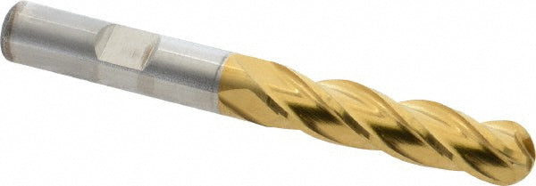 3/8" 4-Flute High Speed Steel Ball End Mill, TiN - Cleveland C33328